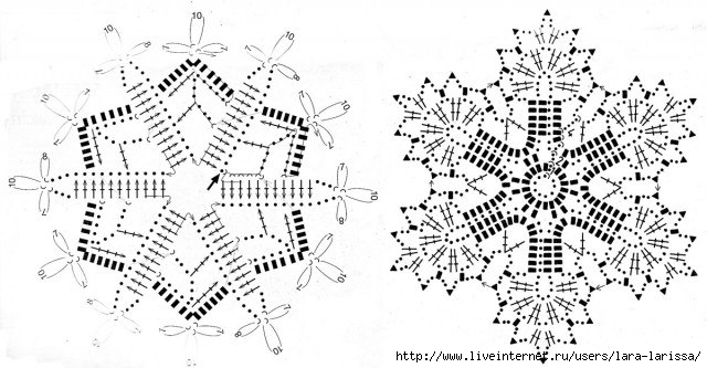 Схемы вязания снежинок