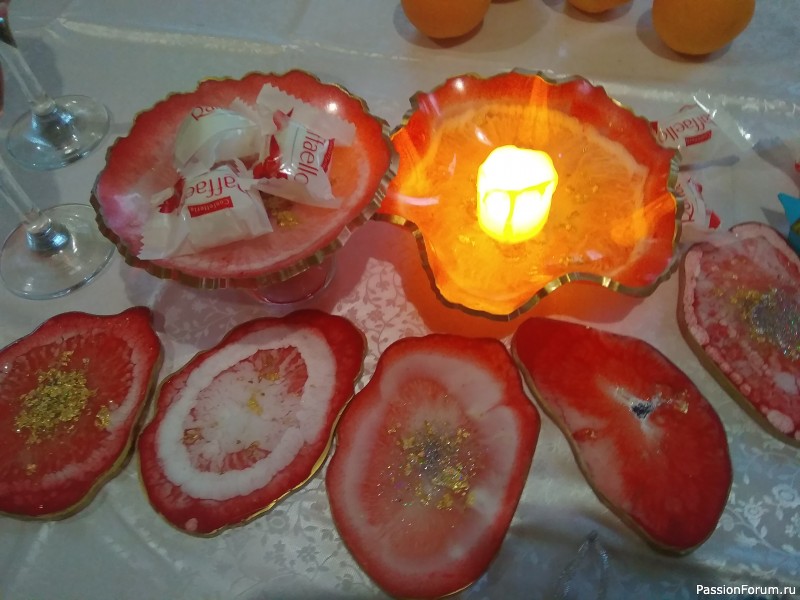 Коралловый комплект из эпоксидки