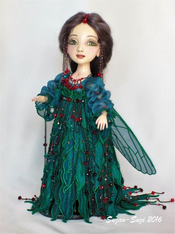Королева фей Ночного Леса. Авторская коллекционная кукла Высота с подставкой. 37 см.