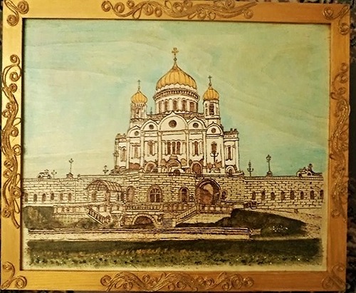 Выжигание по дереву &quot;Храм Христа Спасителя&quot;