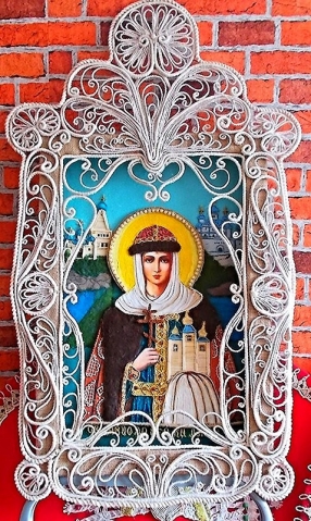 Макраме-икона &quot;Св. Вел. Кн. Ольга&quot;