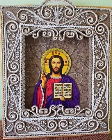 макраме-икона "Иисус Христос"