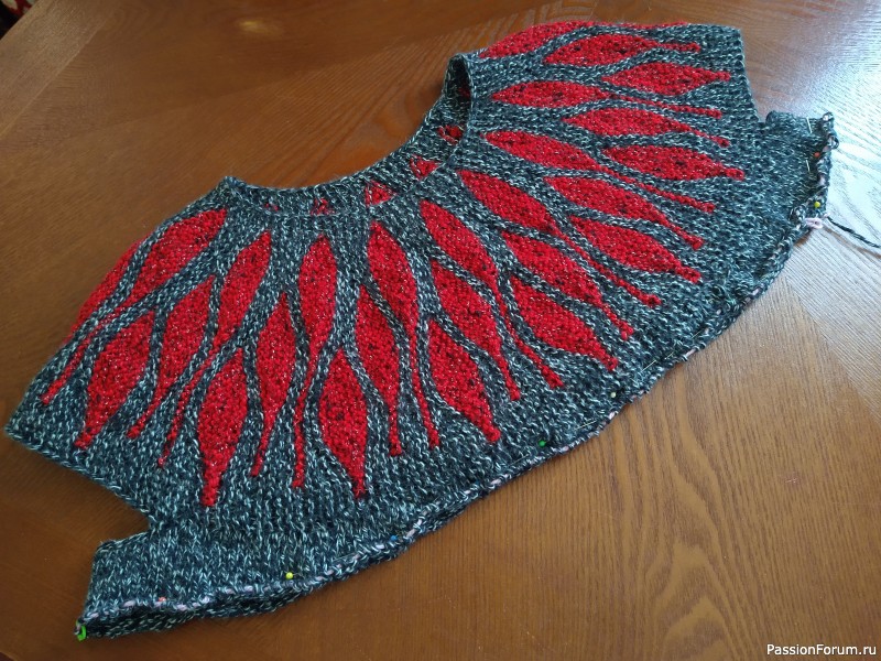 Пуловер с круглой кокеткой, продолжение.