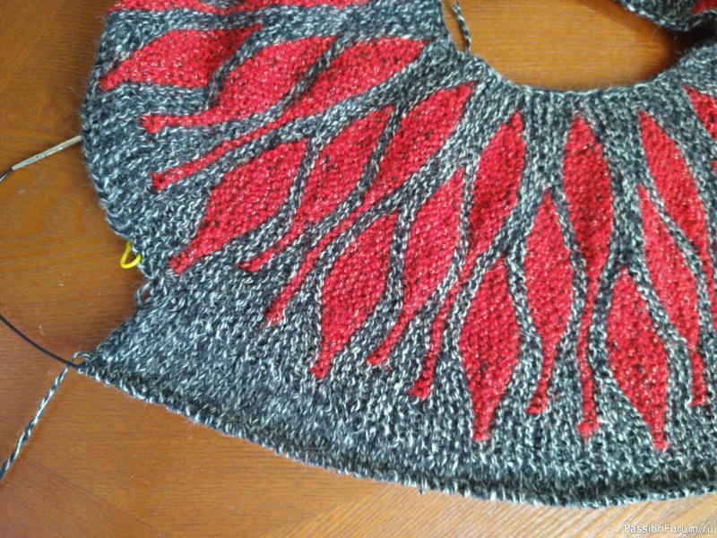 Пуловер с круглой кокеткой, продолжение.