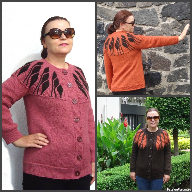 Пуловер с круглой кокеткой.