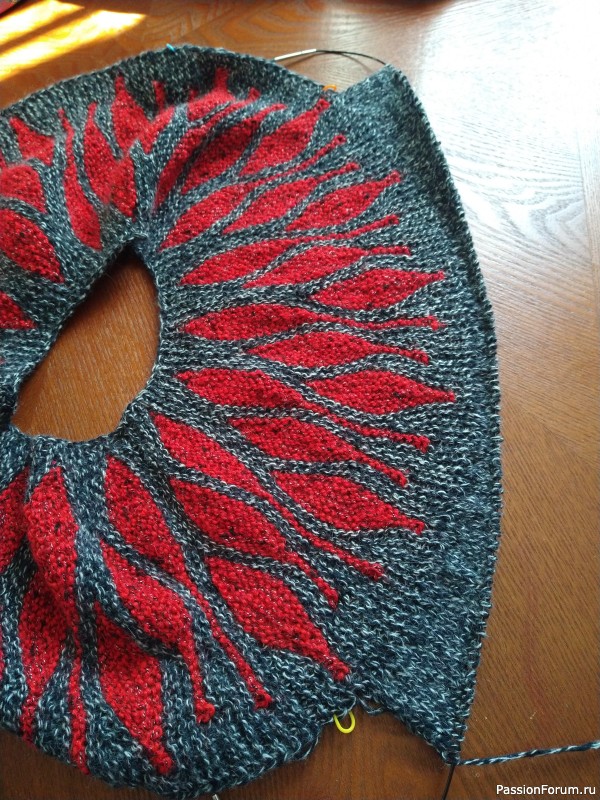 Пуловер с круглой кокеткой, продолжение.