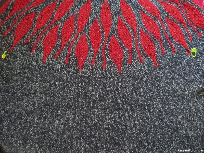 Пуловер с круглой кокеткой, продолжение.