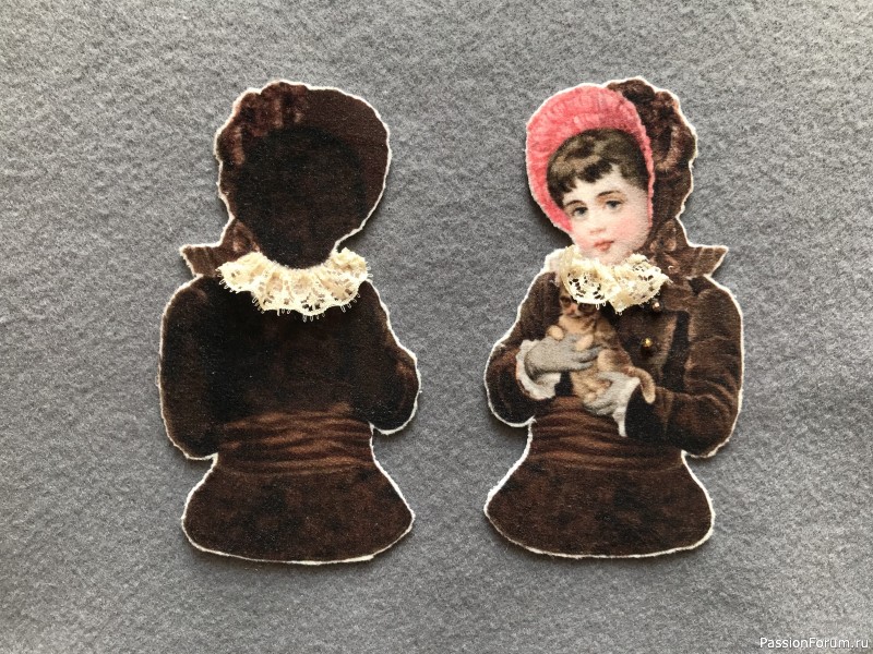 Винтажная ёлочная игрушка. Девочка с котёнком. Винтажная ёлочная игрушка. Девочка с котёнком.