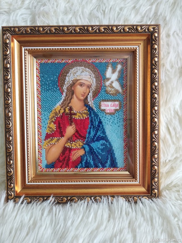 Икона "Святая Ирина" вышитая ювелирным бисером