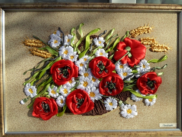 Гобелен "Маки и ромашки". Гобелен "Маки и ромашки".