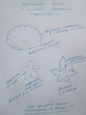 Делаем бутоньерку-брошь к платью "Натали"