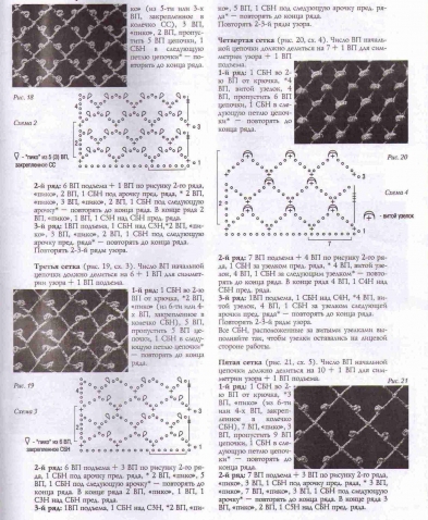 Узоры "сеточка " крючком.