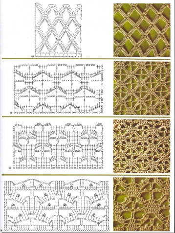 Узоры "сеточка " крючком.