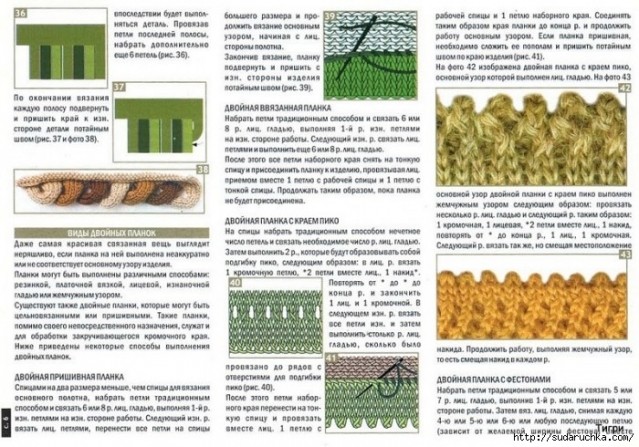 Отделка вязанных изделий спицами