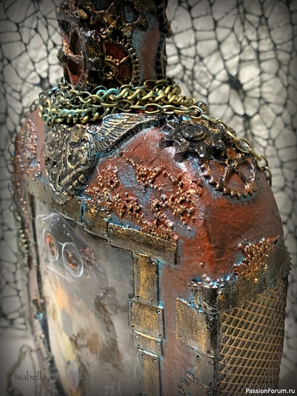 Декор бутылки в стиле steampunk.