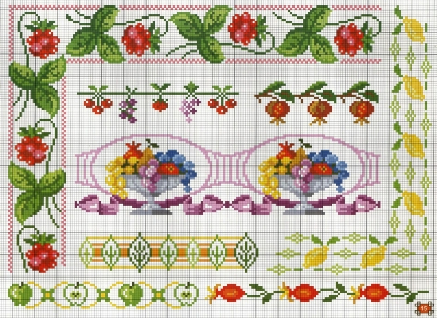 Схемы вышивки крестиком. Бордюры, уголки. Часть 2
