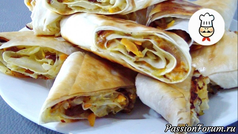 Закусочные "ЛАВАШИКИ" с квашеной капустой и грибами