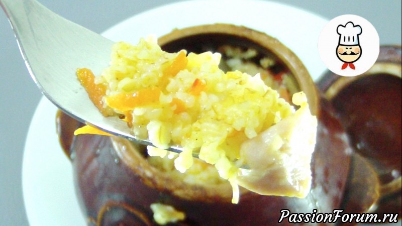 Пшеничнаяя каша с курицей в горшочке