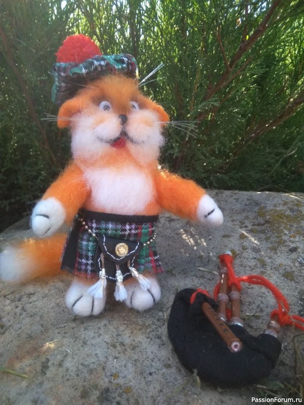 Шотландский кот-волынщик (валяние из шерсти)