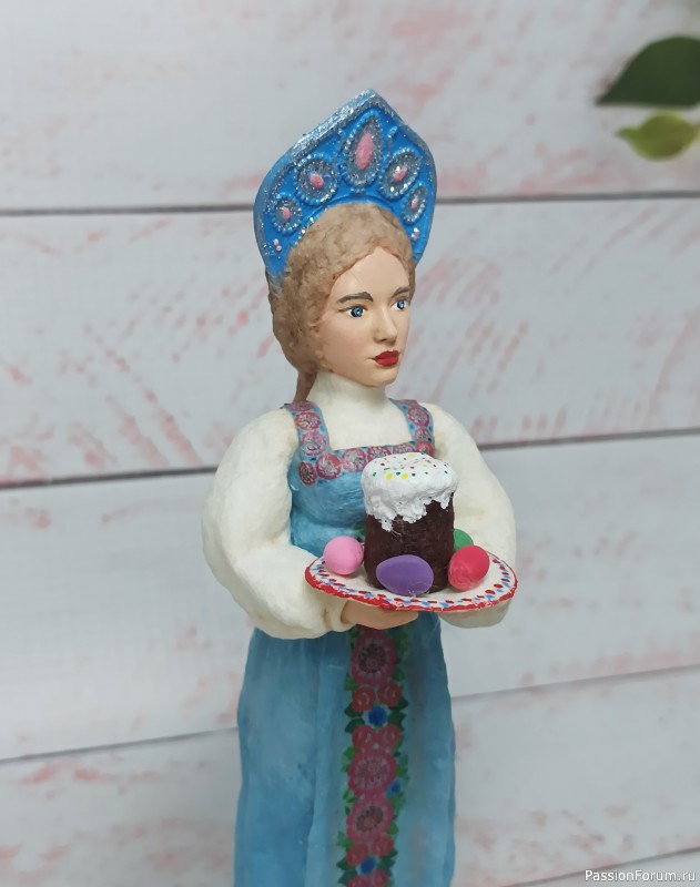 Русская красавица. Ватная игрушка на пасхальную тему