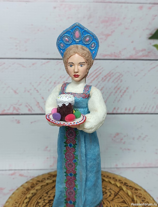 Русская красавица. Ватная игрушка на пасхальную тему