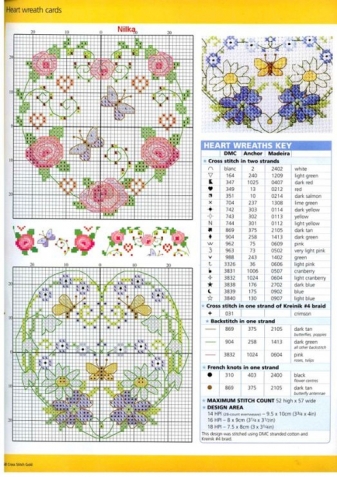 Сердечки вышитые крестиком