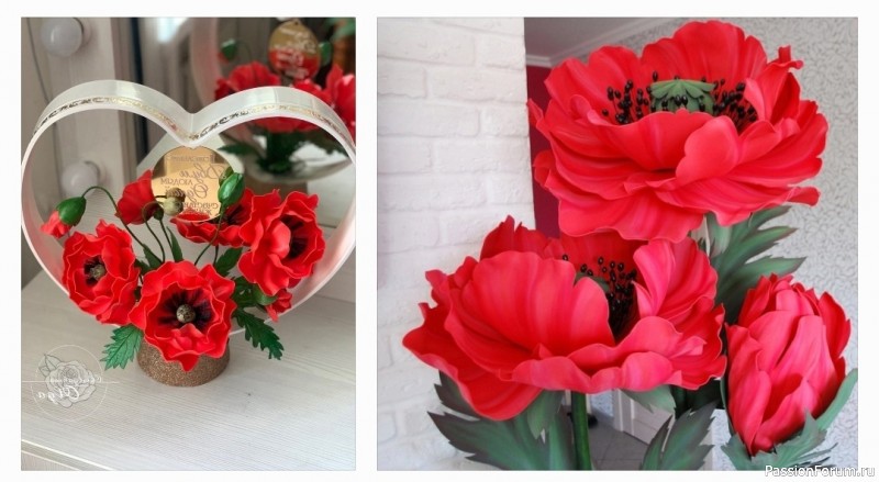 Маки из фоамирана. Шаблоны