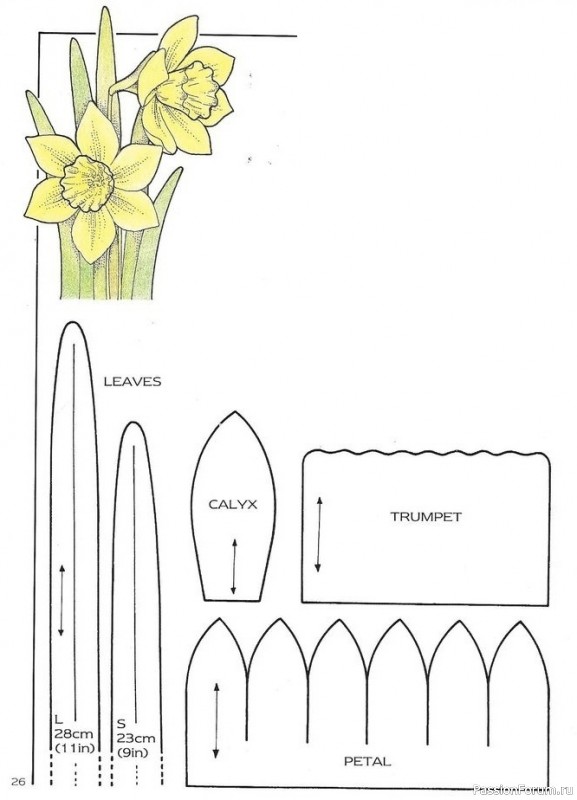 Нарциссы из фоамирана. Шаблоны
