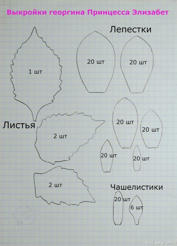Георгин из фоамирана. Шаблоны