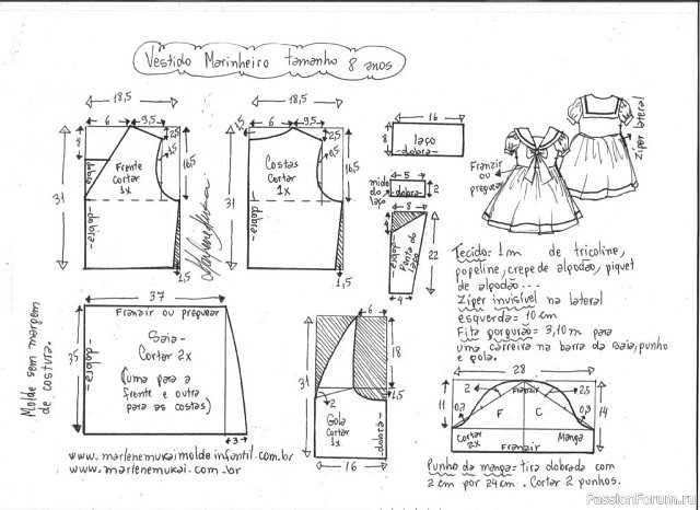 Детское платье в морском стиле. Выкройки
