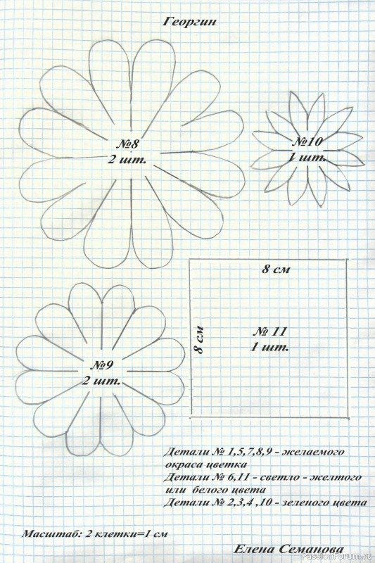 Георгин из фоамирана. Шаблоны