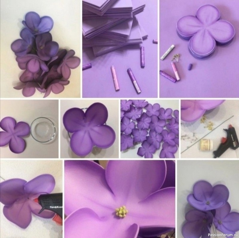 Сирень из фоамирана. Шаблоны