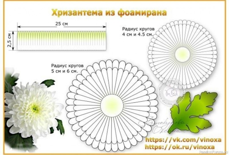 Хризантемы из фоамирана. Шаблоны