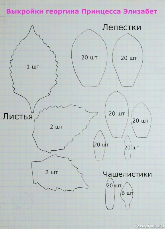 Георгины из фоамирана. Шаблоны