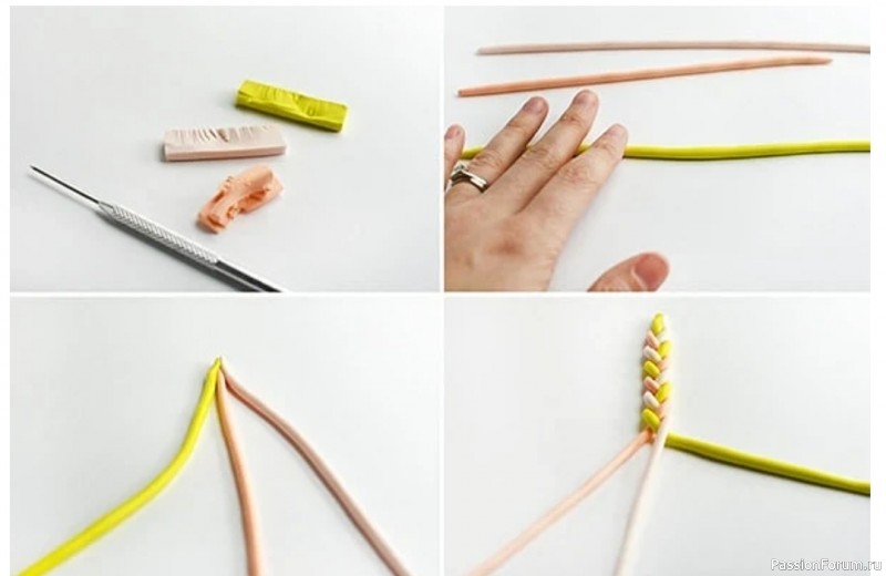 Плетеный брелок из полимерной глины. МК