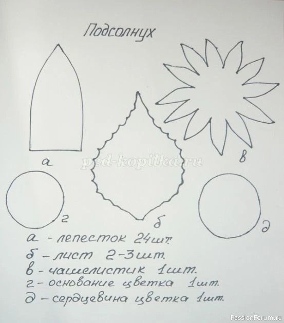 Подсолнухи из фоамирана. Шаблоны