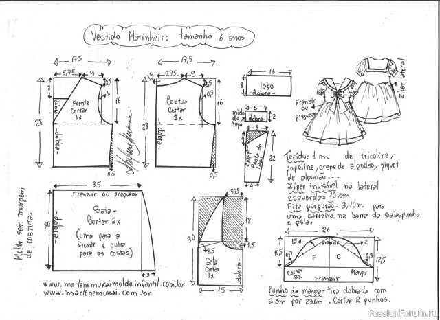 Детское платье в морском стиле. Выкройки