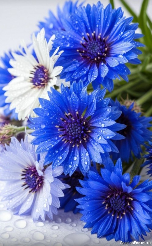 Синий василек из фоамирана. Шаблоны