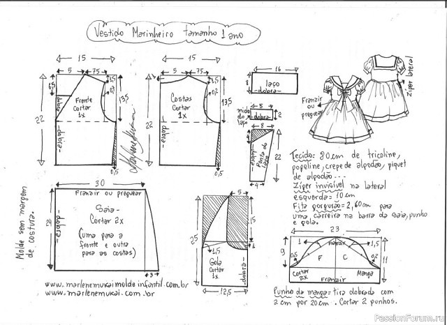 Детское платье в морском стиле. Выкройки