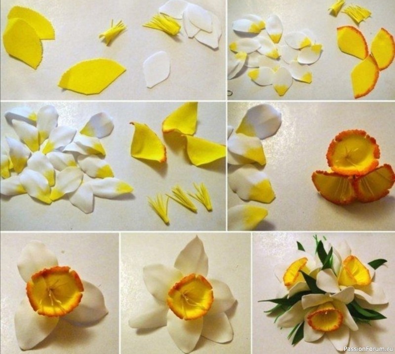 Нарциссы из фоамирана. Шаблоны
