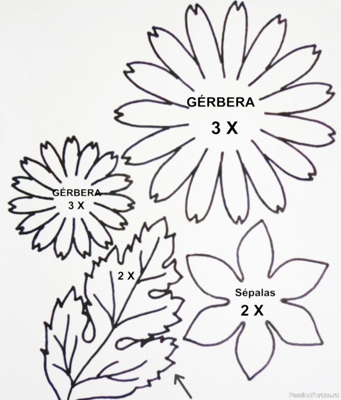 Герберы из фоамирана. Шаблоны