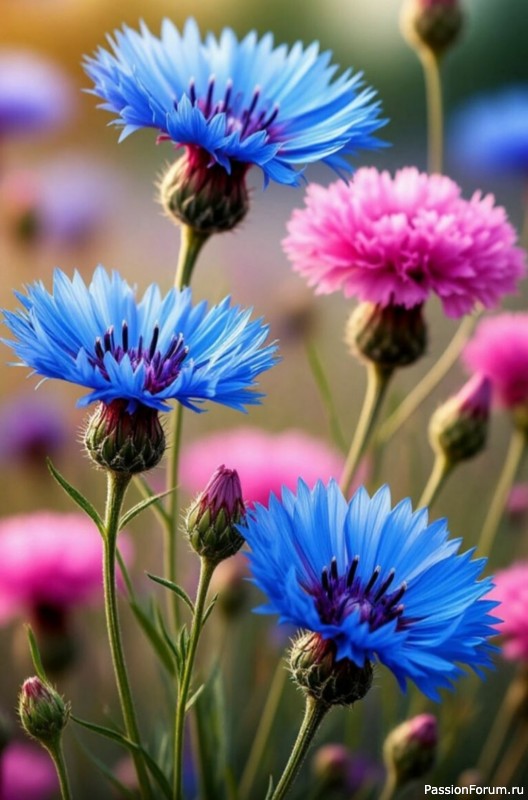 Синий василек из фоамирана. Шаблоны