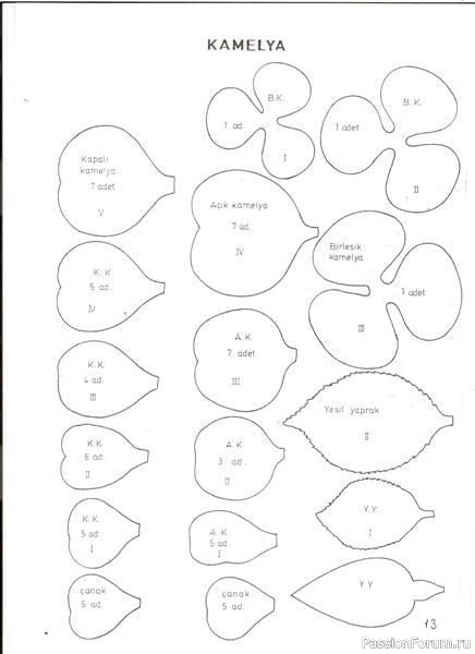 Камелия из фоамирана. Шаблоны