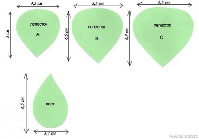Розы из фоамирана. Шаблоны