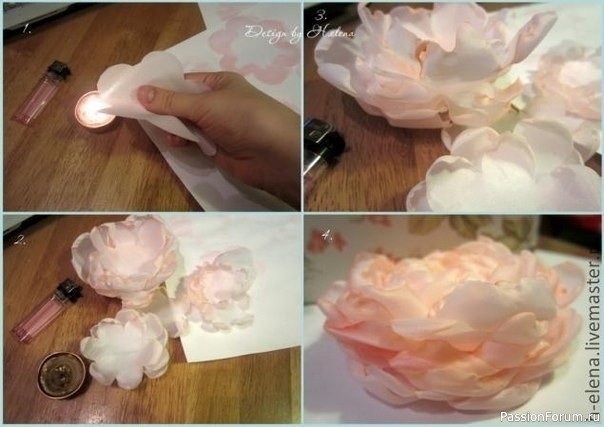 Нежный пион из ткани. МК