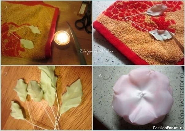 Нежный пион из ткани. МК