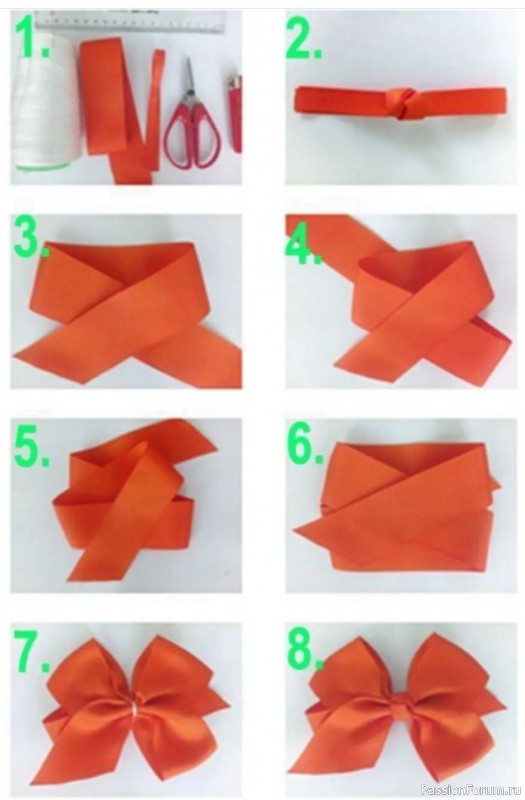 Красивые бантики из лент. Мини МК