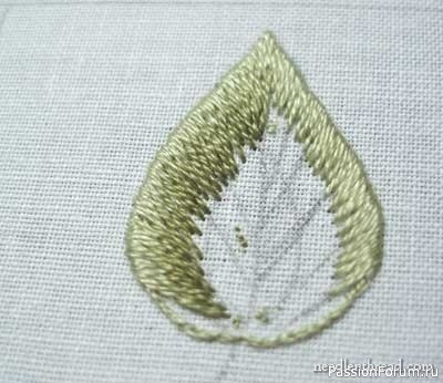 Вышиваем листик гладью. МК