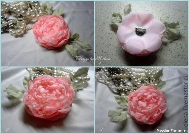 Нежный пион из ткани. МК