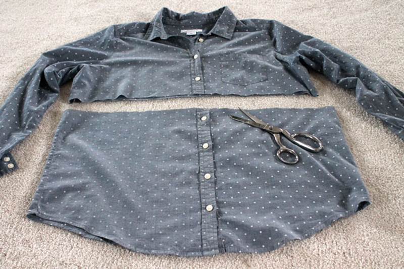 Как из старой рубашки сшить новый пуловер с баской